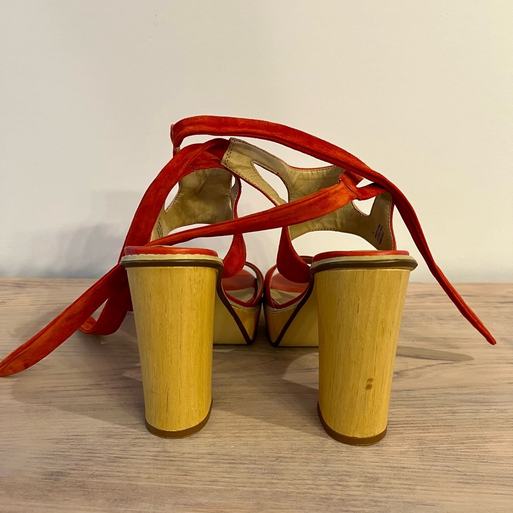 Very Volatile Red Suede Platform Sandals - Picture 6 of 13